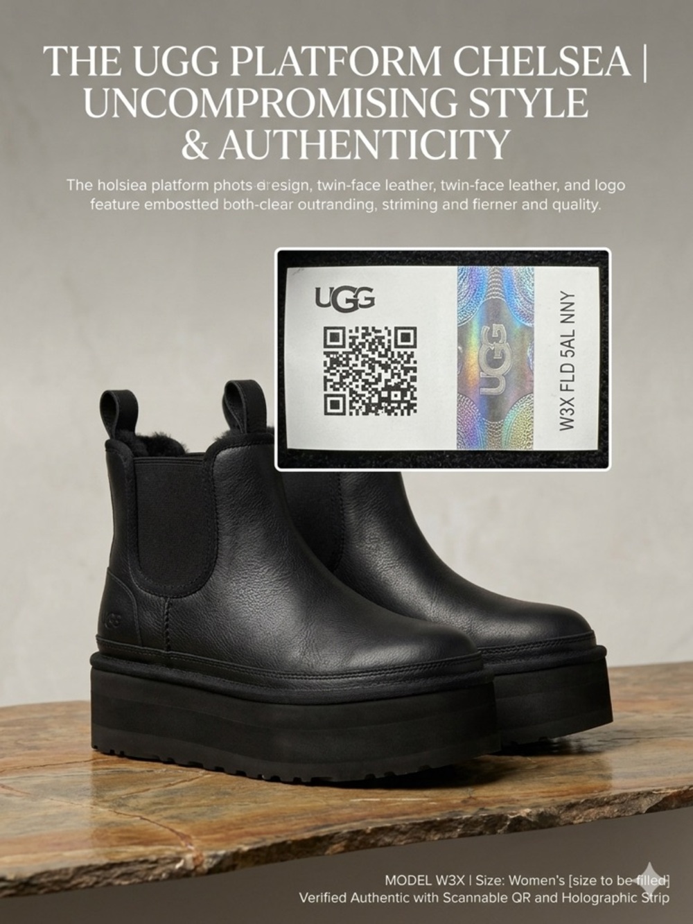 UGG Women's Black Platform Chelsea Ankle Boot